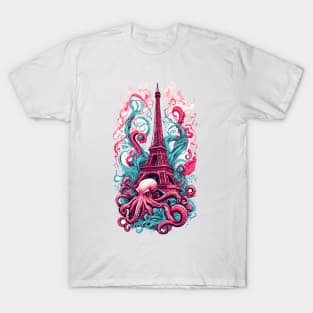 Giant Octopus Wrath on Eifel Tower T-Shirt